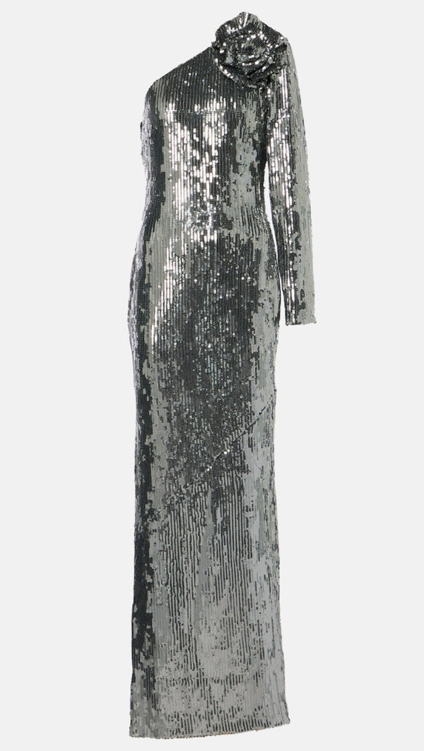 AIIZIE THIRZA FLORAL SEQUIN ONE SHOULDER MAXI DRESS - product image