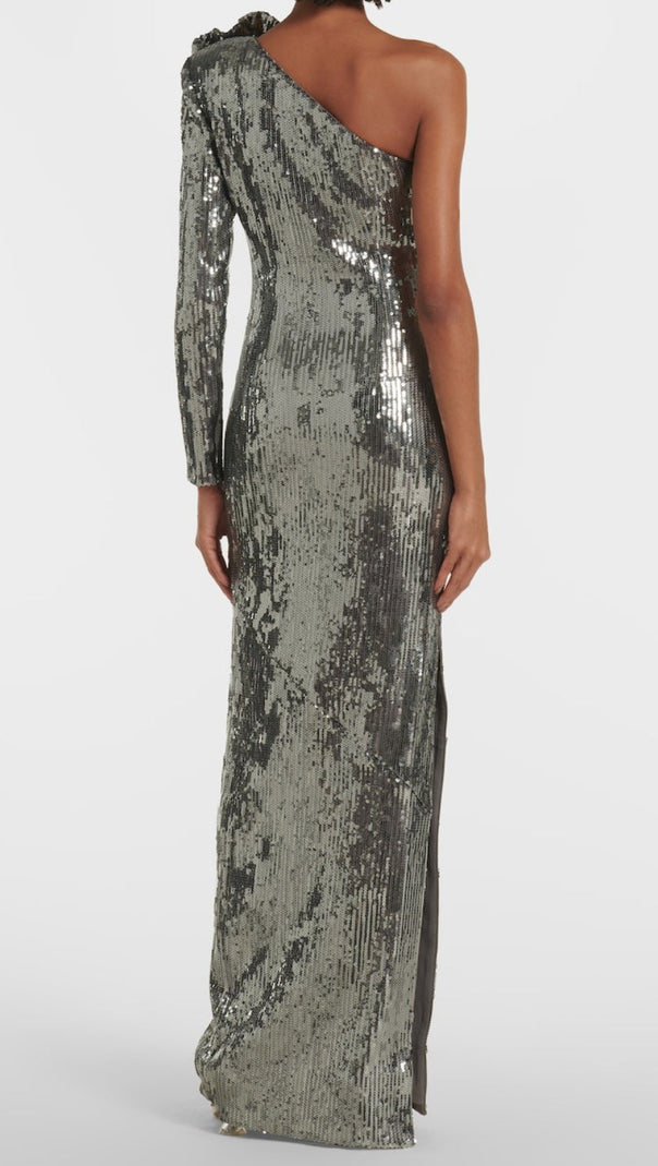 AIIZIE THIRZA FLORAL SEQUIN ONE SHOULDER MAXI DRESS - product image