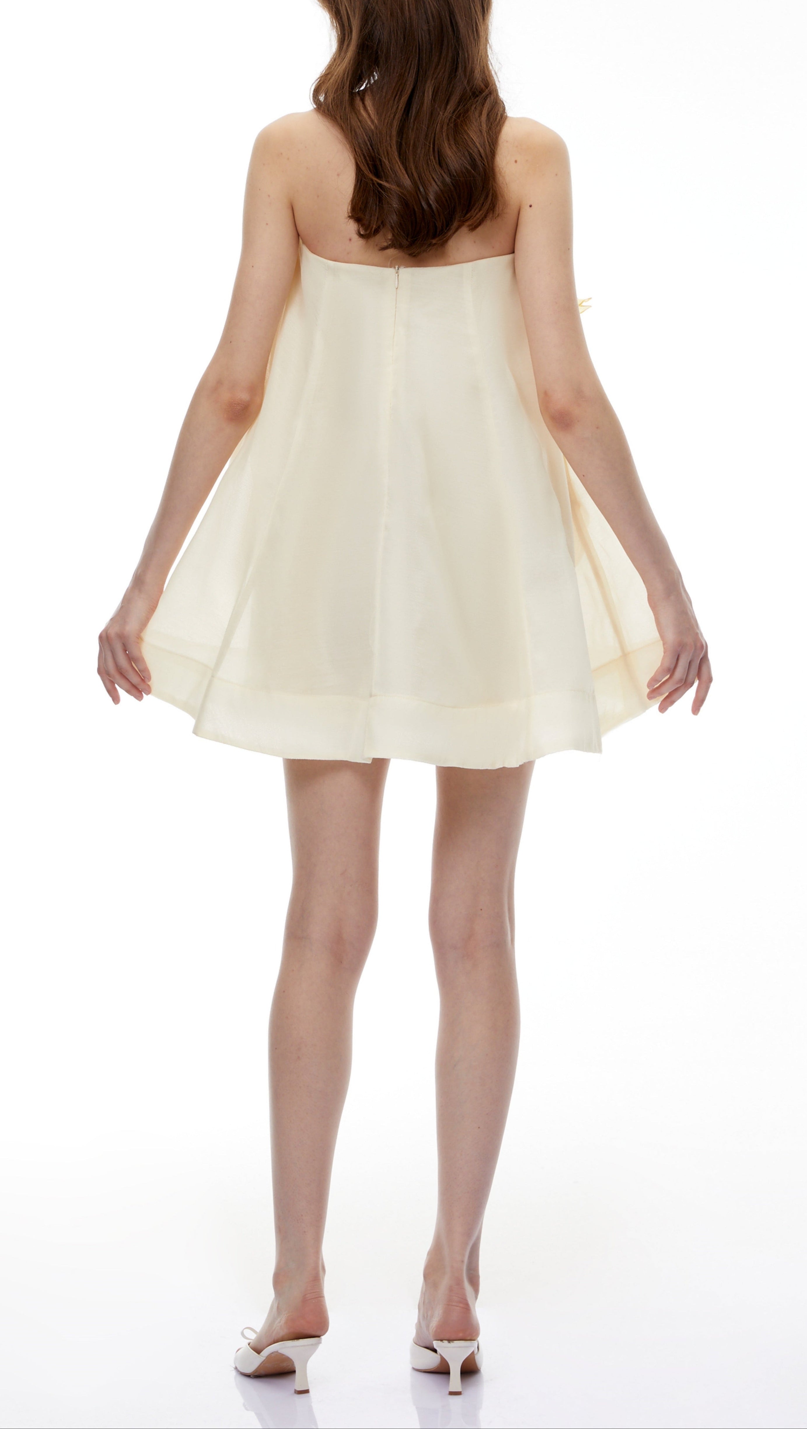 sabrina Off-Shoulder 3D Floral Mini Dress in Yellow
