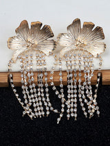 Tsuki Flower Crystal Fringe Earrings