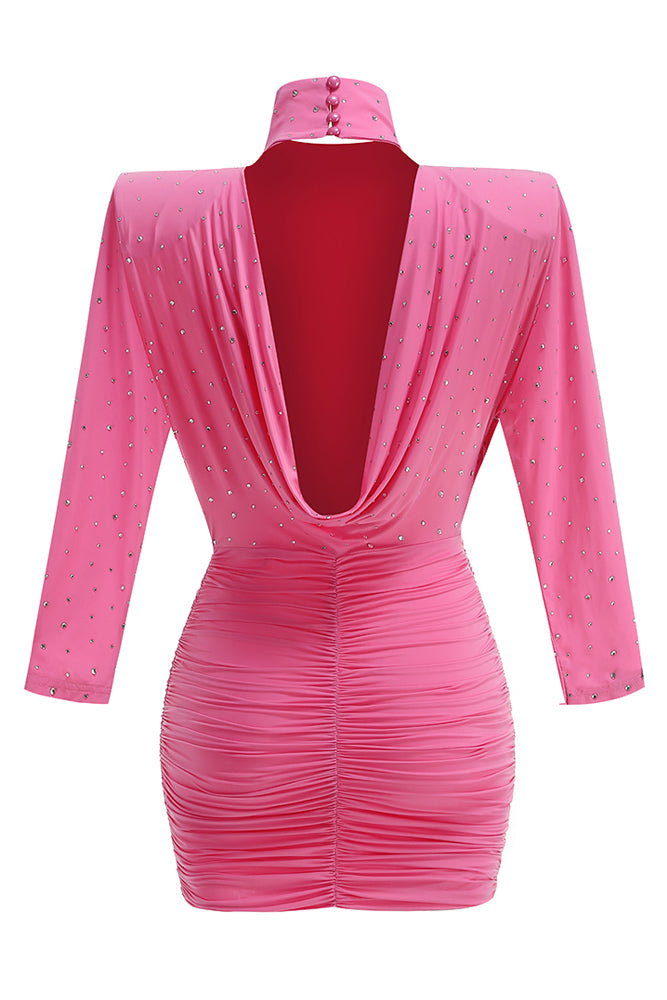 AIIZIE TURTLE CRYSTAL EMBELLISHED DRAPED MINI DRESS - product image