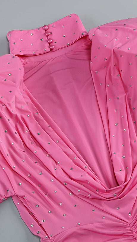 TURTLE CRYSTAL EMBELLISHED DRAPED MINI DRESS