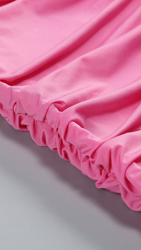 TURTLE CRYSTAL EMBELLISHED DRAPED MINI DRESS