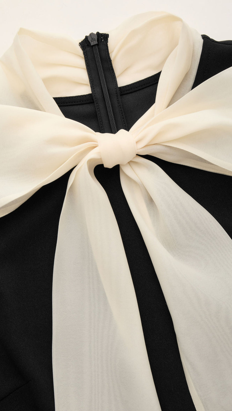 TWO TONE BOW TIE RUFFLE MIDI DRESS