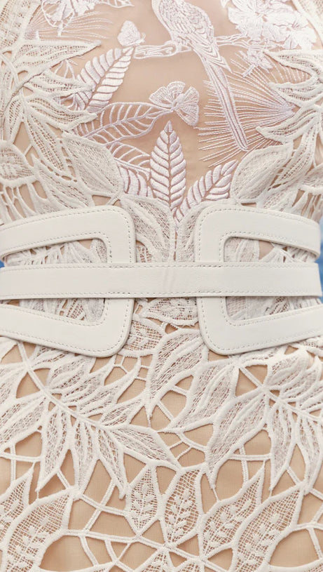 ABITO MIDI VANESSA SENZA MANICHE IN PIZZO RICAMATO BIANCO