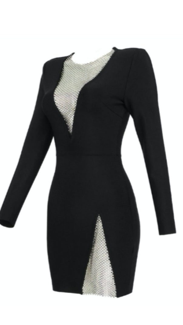 AIIZIE V NECK MESH MINI DRESS - product image