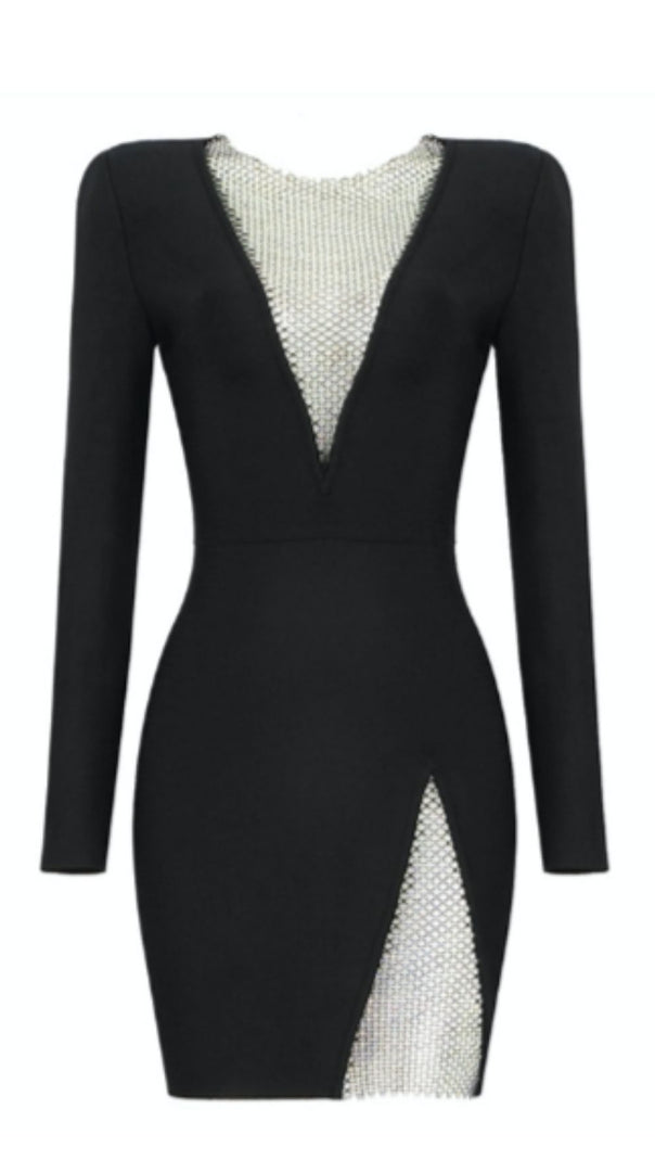 AIIZIE V NECK MESH MINI DRESS - product image
