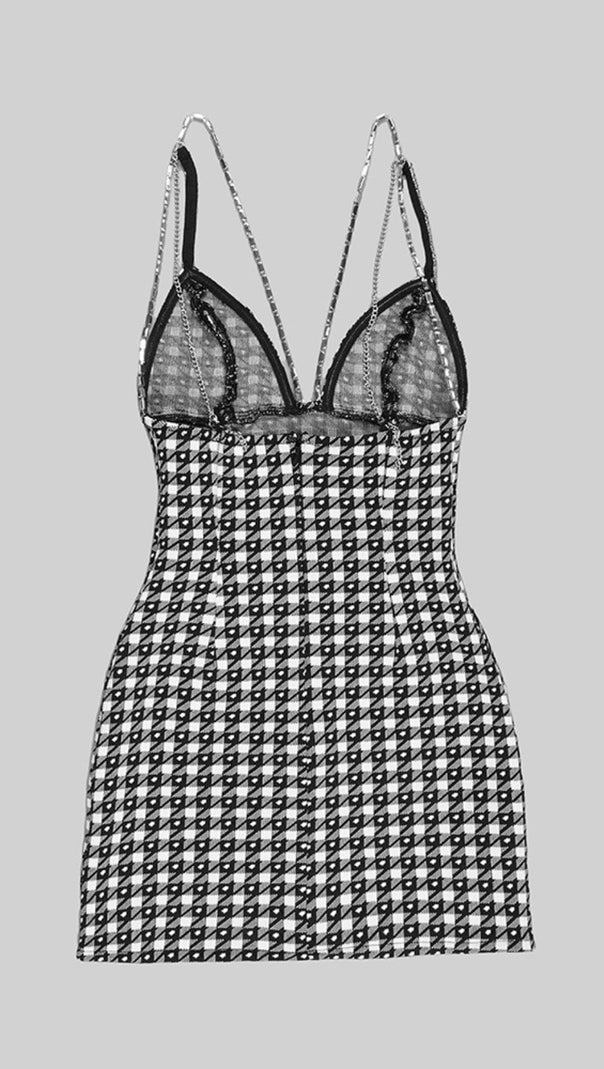 SCHWARZES MINIKLEID MIT DECO-SCHLEIFE UND MEHRFARBIGER PASSFORM 