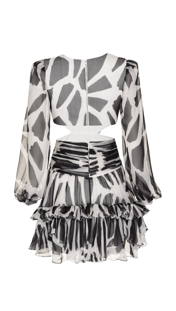 AIIZIE LYUBA BLACK LADY BUG RUFFLED MINI DRESS - product image