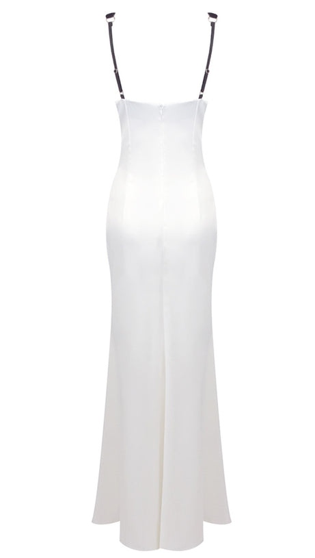 Samt-Bustier-Maxikleid Schwarz Weiß