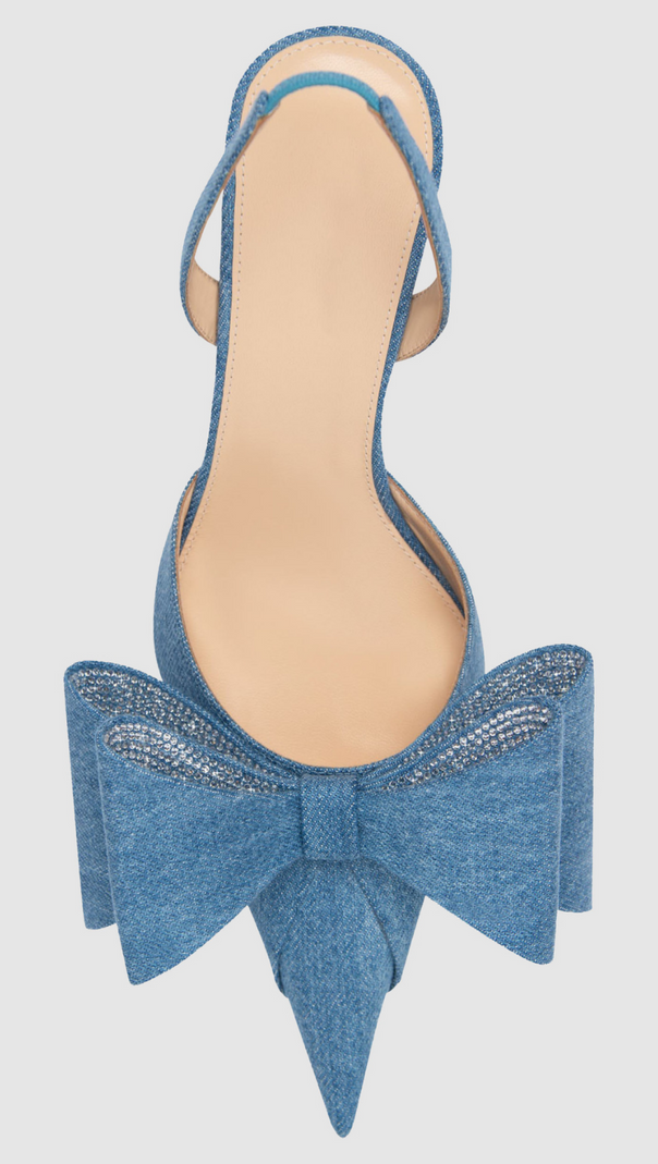 VIOLETA SLINGBACK-PUMPS AUS DENIM MIT SCHLEIFE – BLAU