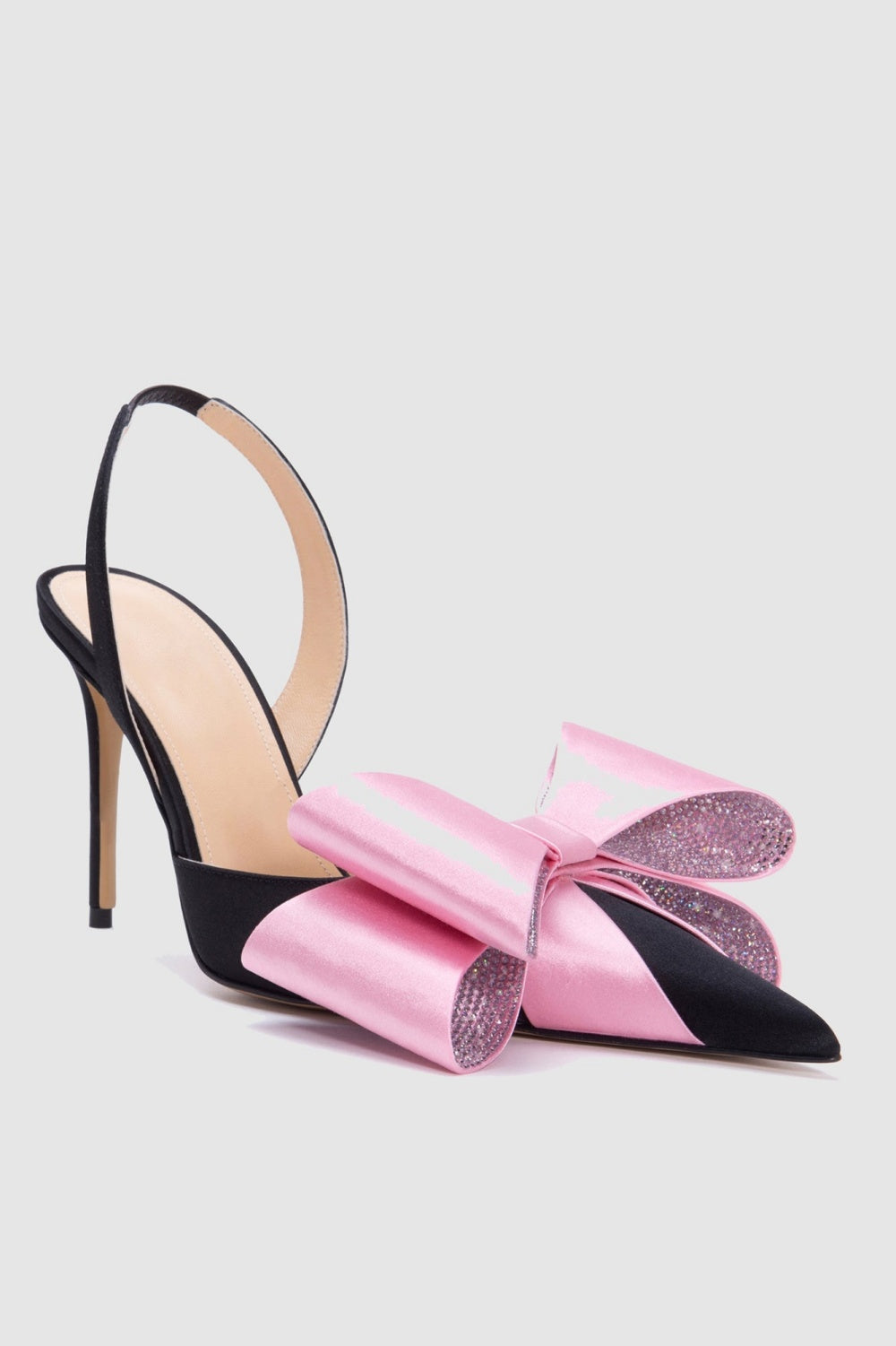 AIIZIE VIOLETA BOW-EMBELLISHED SATIN SLINGBACK PUMPS - BLACK - product image