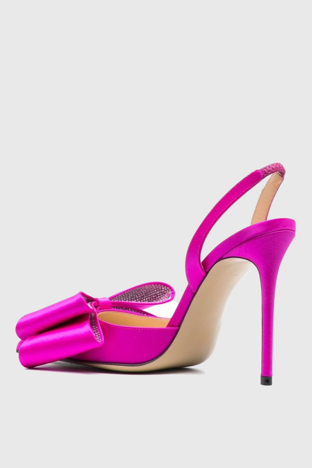 AIIZIE VIOLETA BOW-EMBELLISHED SATIN SLINGBACK PUMPS - PINK - product image