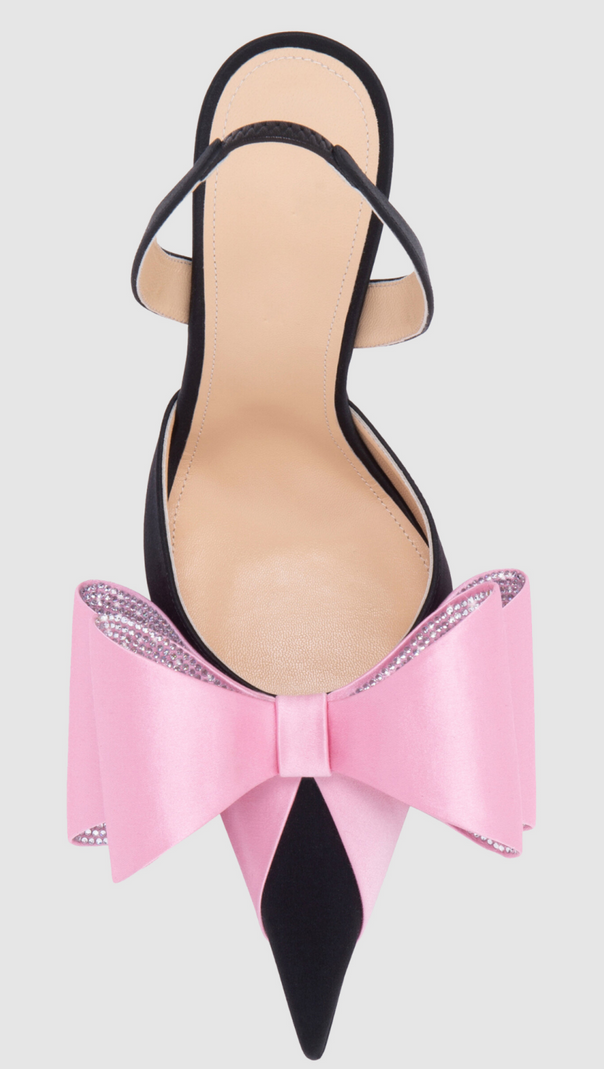 AIIZIE VIOLETA BOW-EMBELLISHED SATIN SLINGBACK PUMPS - BLACK - product image