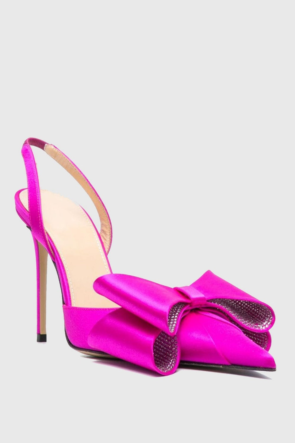 AIIZIE VIOLETA BOW-EMBELLISHED SATIN SLINGBACK PUMPS - PINK - product image