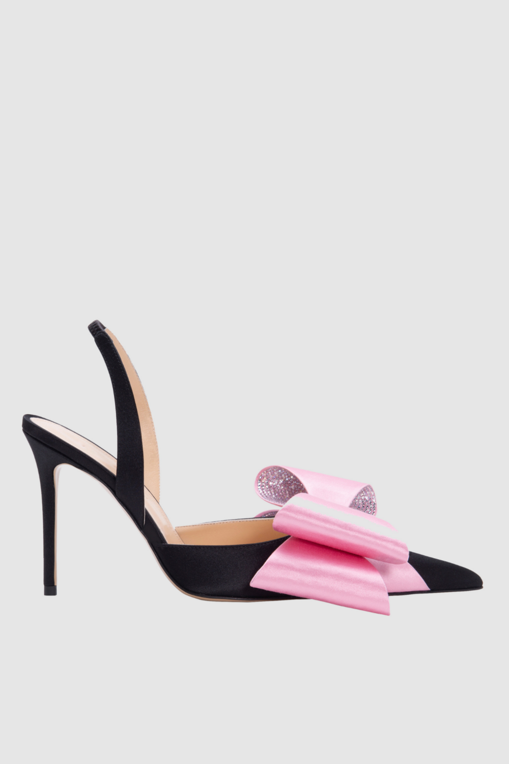AIIZIE VIOLETA BOW-EMBELLISHED SATIN SLINGBACK PUMPS - BLACK - product image