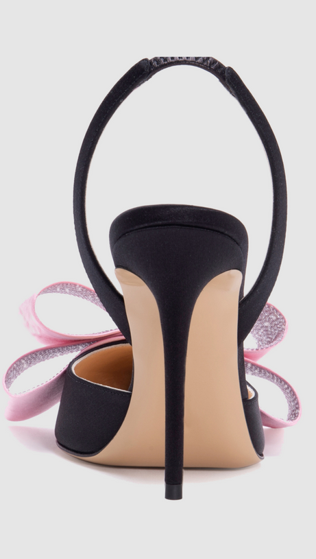 Violeta Slingback-Pumps aus Satin mit Schleife - Schwarz