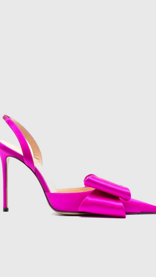 AIIZIE VIOLETA BOW-EMBELLISHED SATIN SLINGBACK PUMPS - PINK - product image