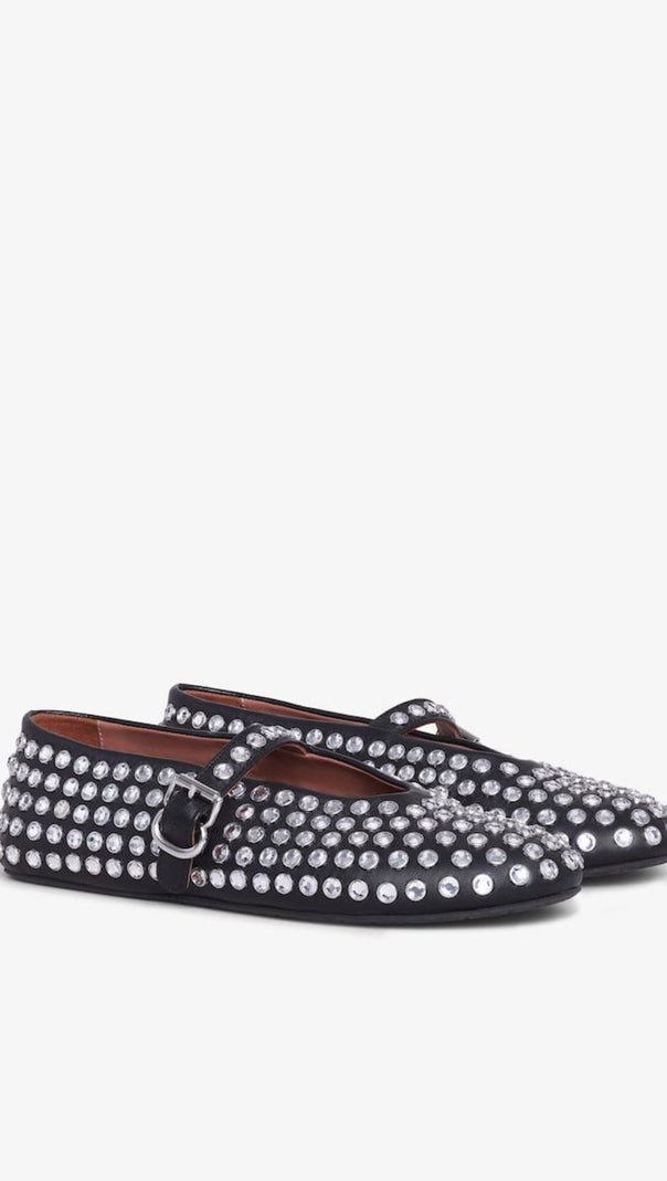 AIIZIE VIOLETA RHINESTONE FISHNET BALLET FLATS - product image