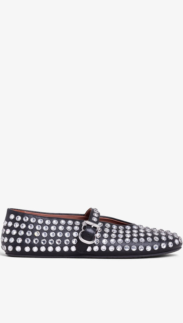 AIIZIE VIOLETA RHINESTONE FISHNET BALLET FLATS - product image
