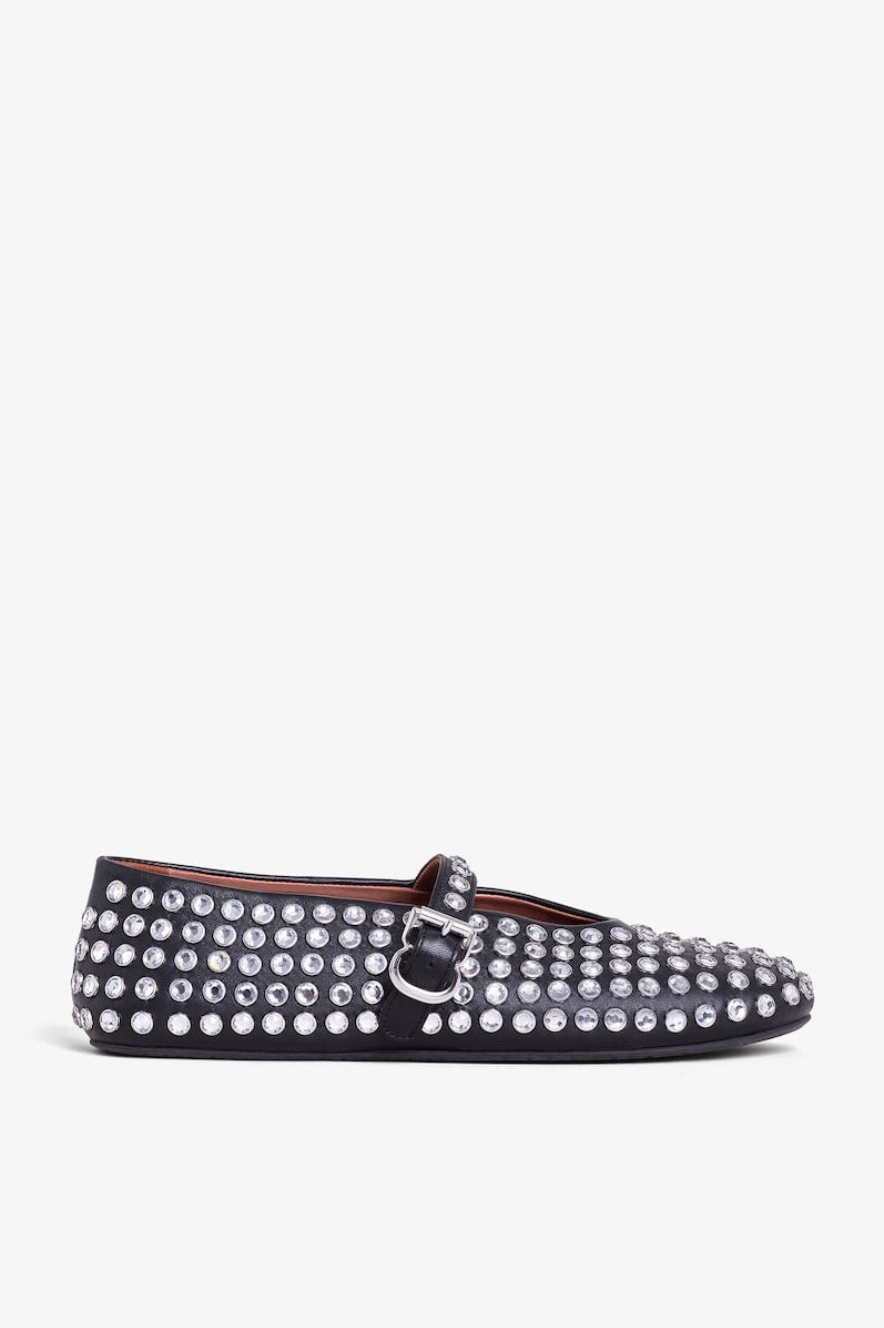 AIIZIE VIOLETA RHINESTONE FISHNET BALLET FLATS - product image