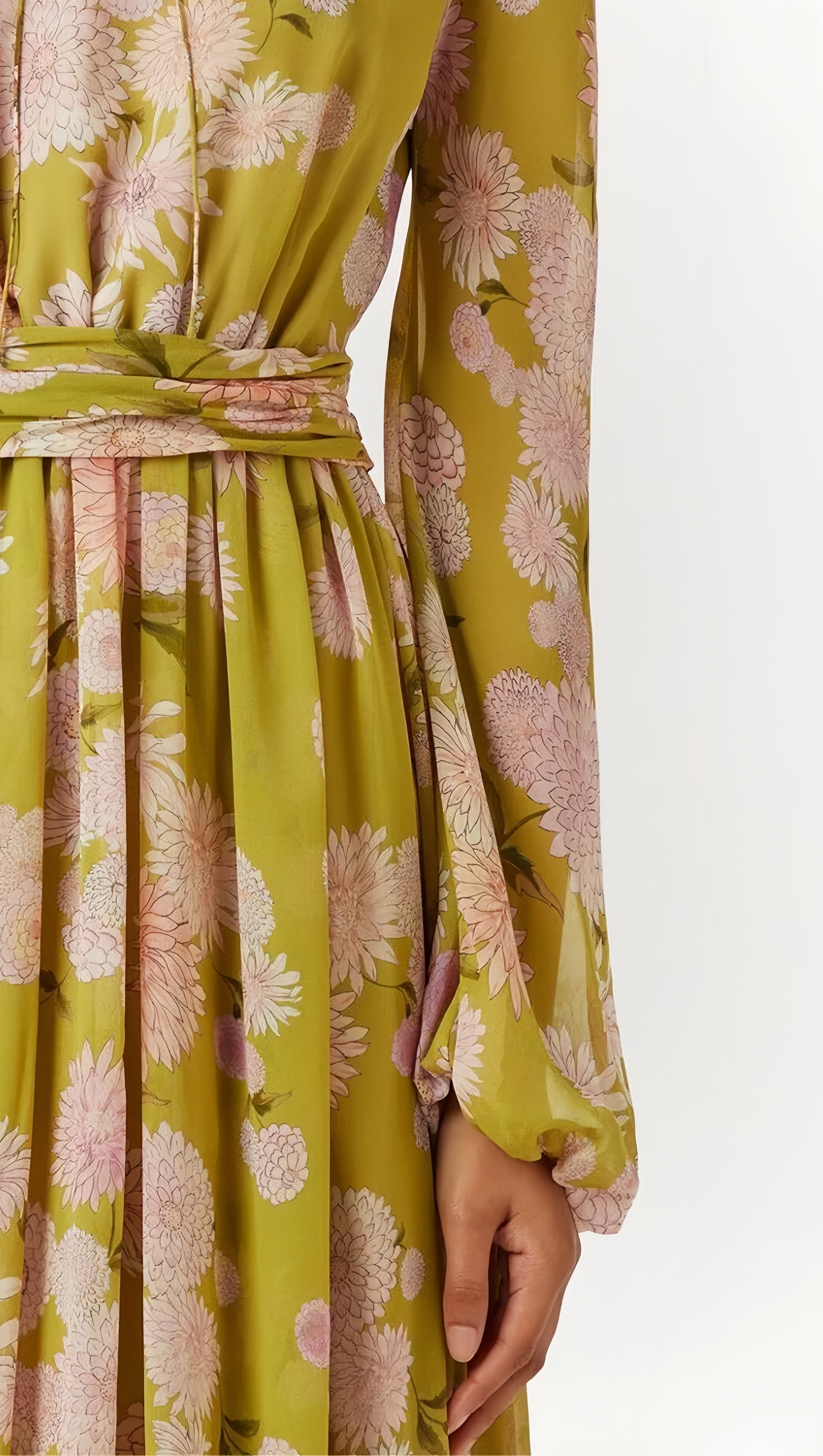 AIIZIE SELENA FLORAL LACE UP PUFF SLEEVE MAXI DRESS - product image