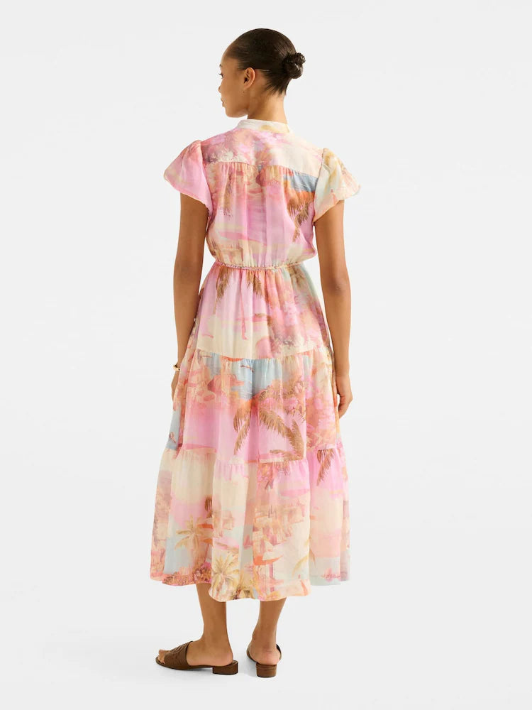 AIIZIE PUFF SLEEVES TIERED MIDI DRESS - product image