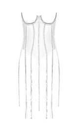 WHITE CRYSTAL TASSELS CORSET