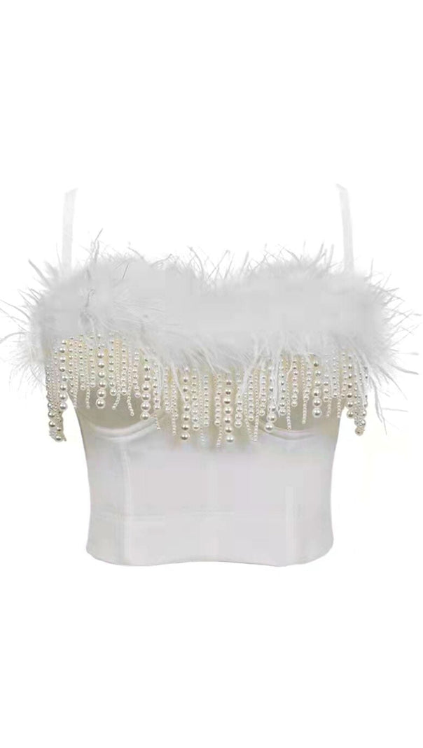 AIIZIE WHITE FEATHER PEARL TOP - product image