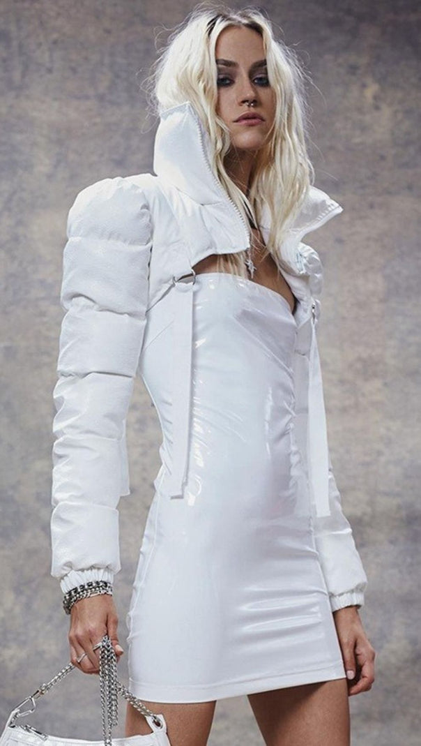 AIIZIE WHITE HIGH NECK SHORT JACKET - product image