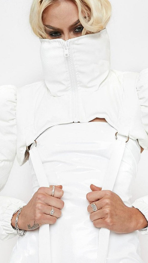 AIIZIE WHITE HIGH NECK SHORT JACKET - product image