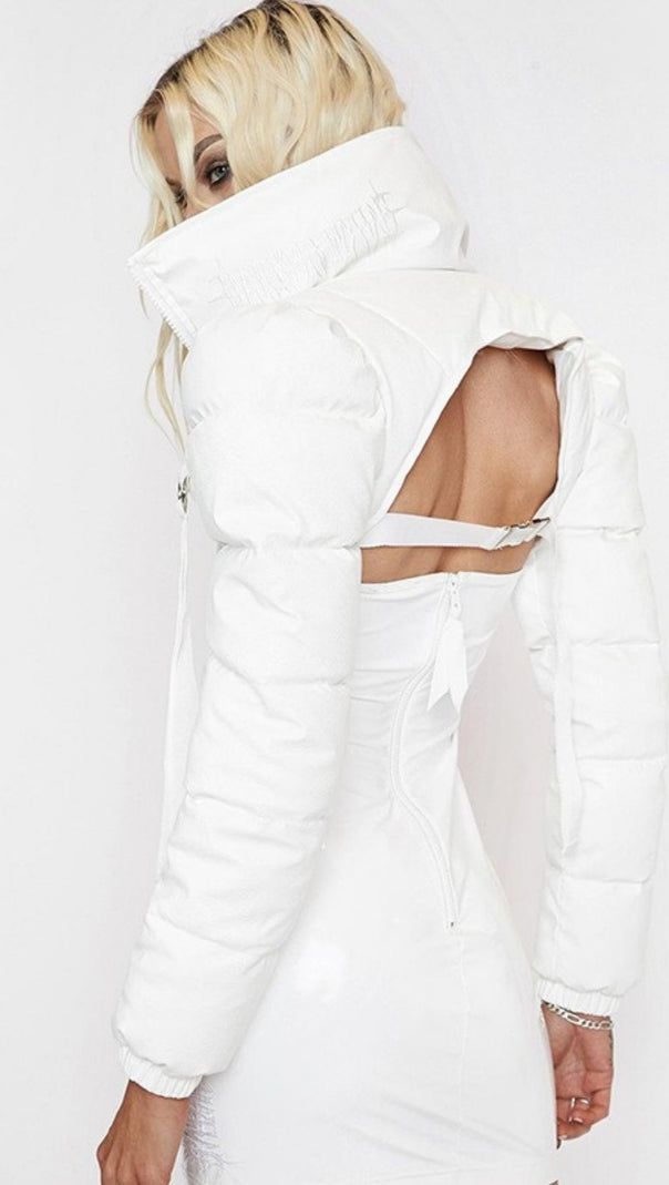 AIIZIE WHITE HIGH NECK SHORT JACKET - product image