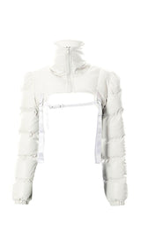 WHITE HIGH NECK SHORT JACKET