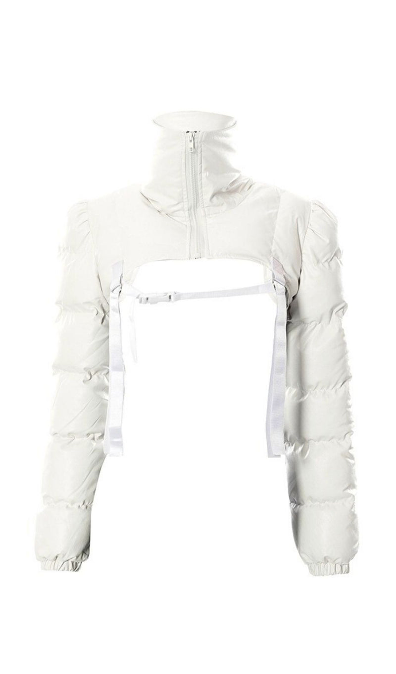 WHITE HIGH NECK SHORT JACKET