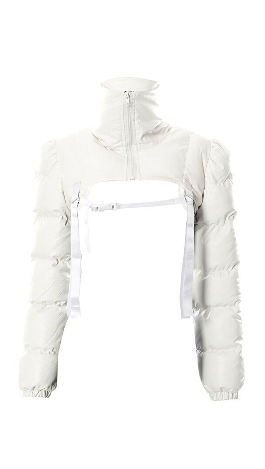 WEISSE KURZE JACKE MIT HOHEM KRAGEN