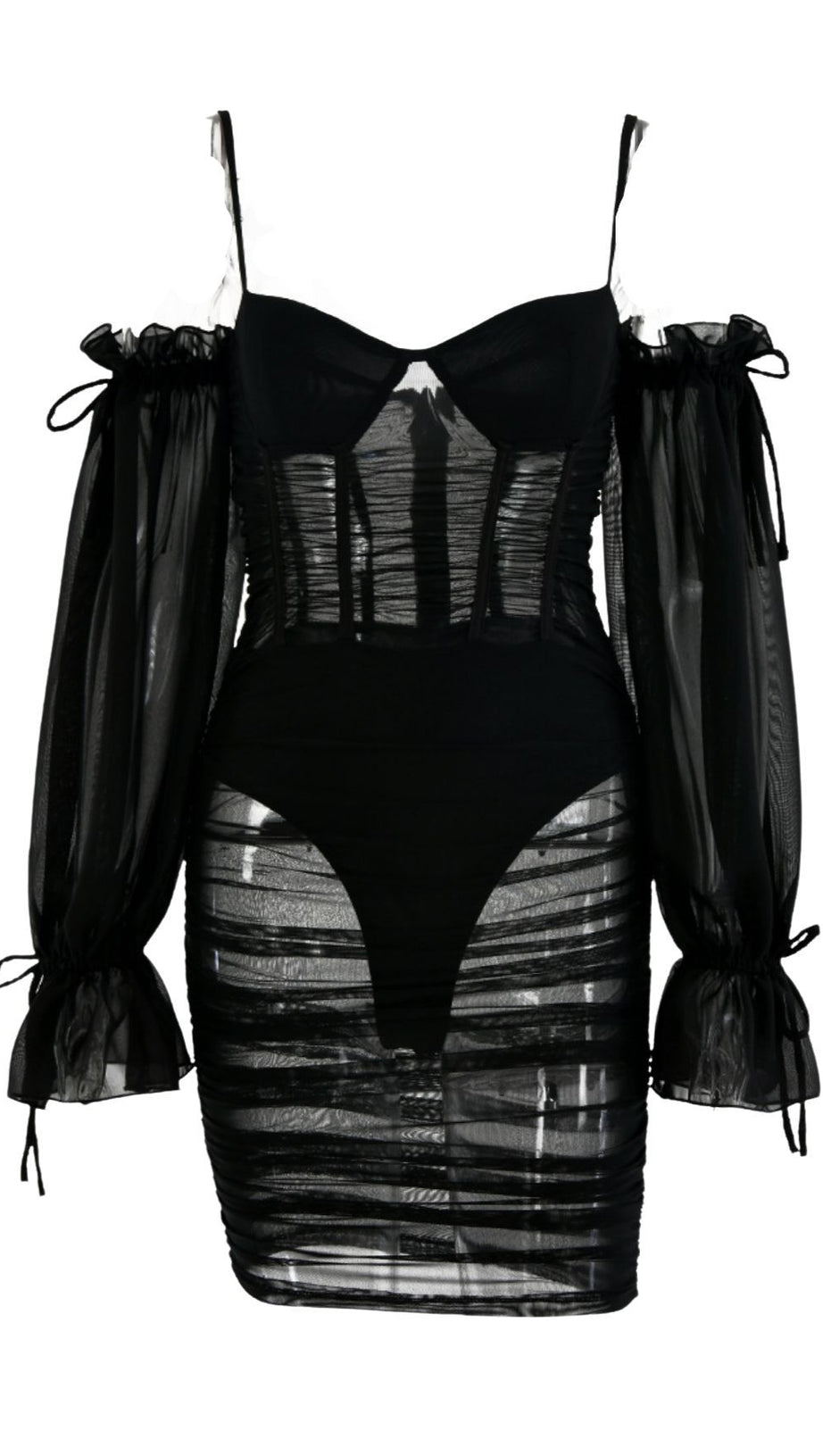 WHITE LANTERN SLEEVE TUBE DRESS