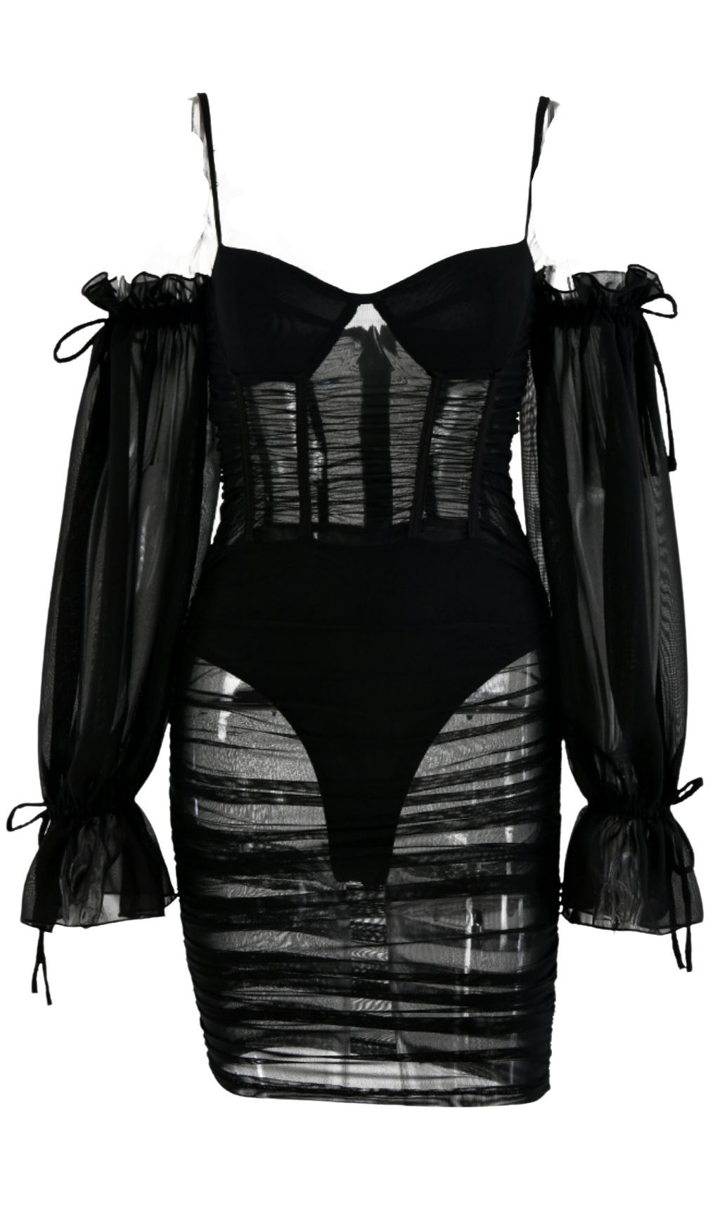 Weißes Schlauchkleid mit Laternenärmeln 