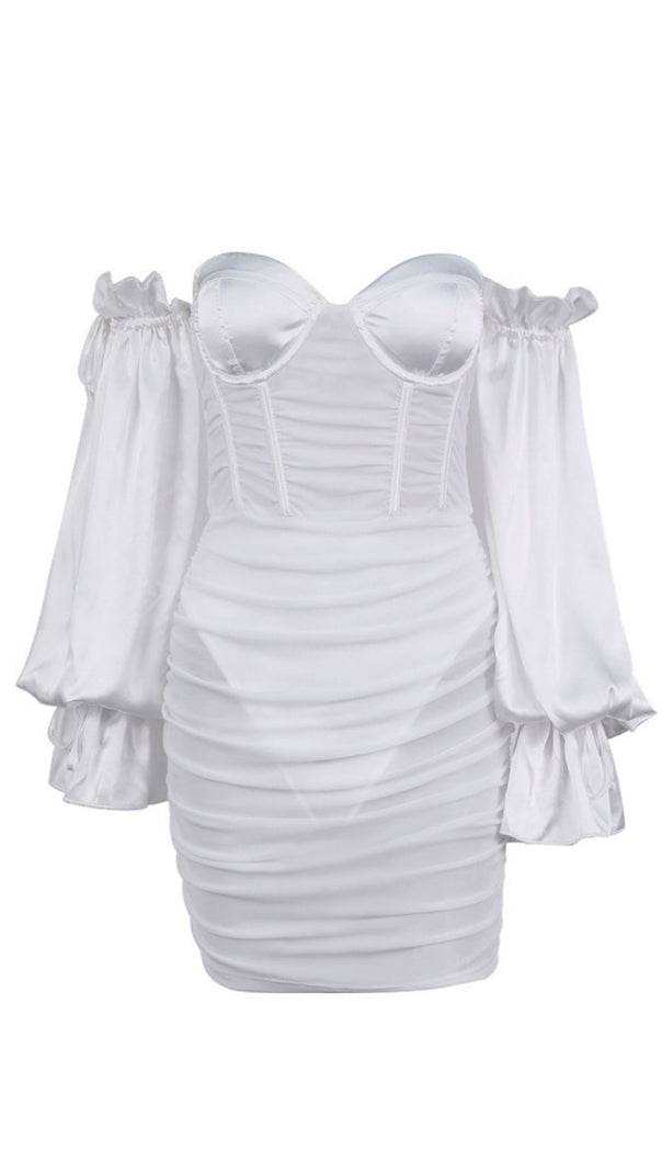 AIIZIE WHITE LANTERN SLEEVE TUBE DRESS - product image