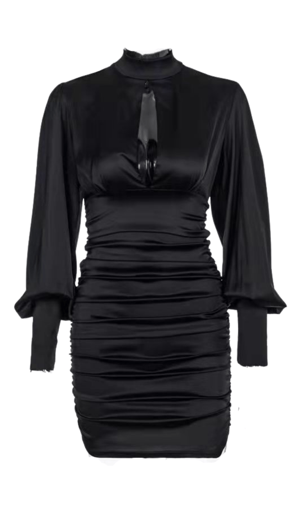 ABITO DRAPPEGGIATO CON COLLO ALTO IN RASO BIANCO