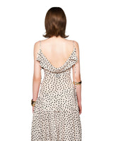Polka dot sleeveless irregular hem midi dress in apricot
