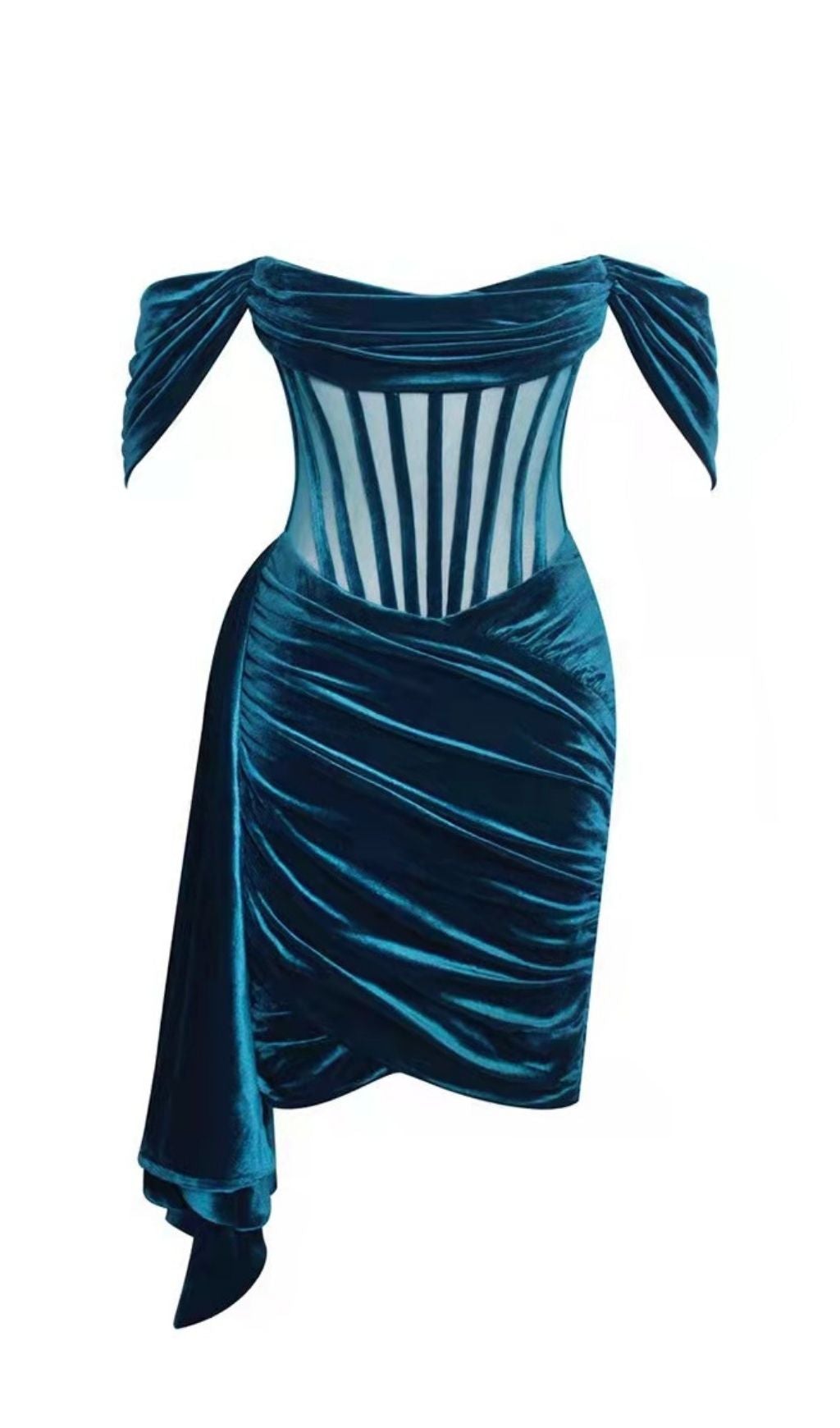 WEINROTES SAMT-KORSETT-MINIKLEID