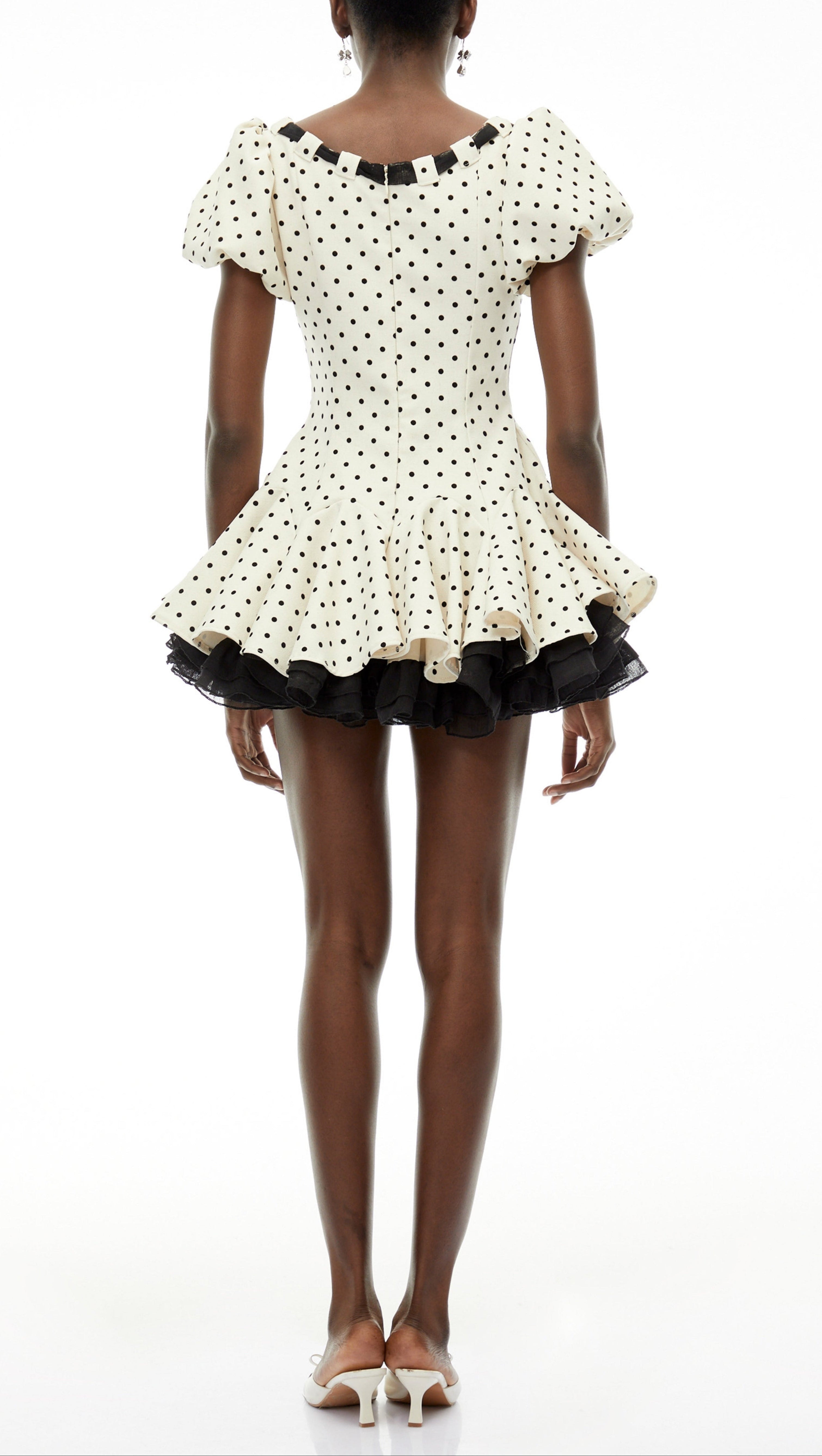 Wania White Polka Dot Mini Dress with Tie-Front