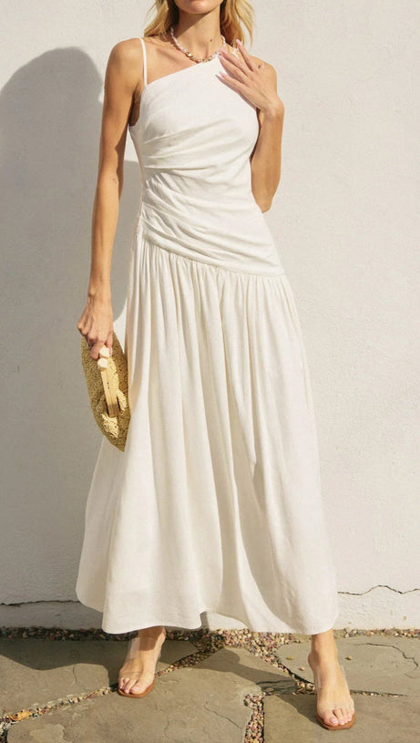 WHITE HOT ONE SHOULDER MAXI DRESS