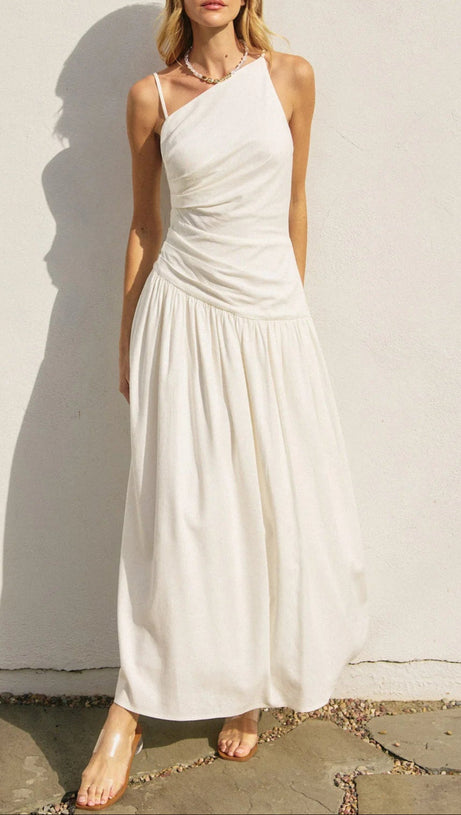WHITE HOT ONE SHOULDER MAXI DRESS