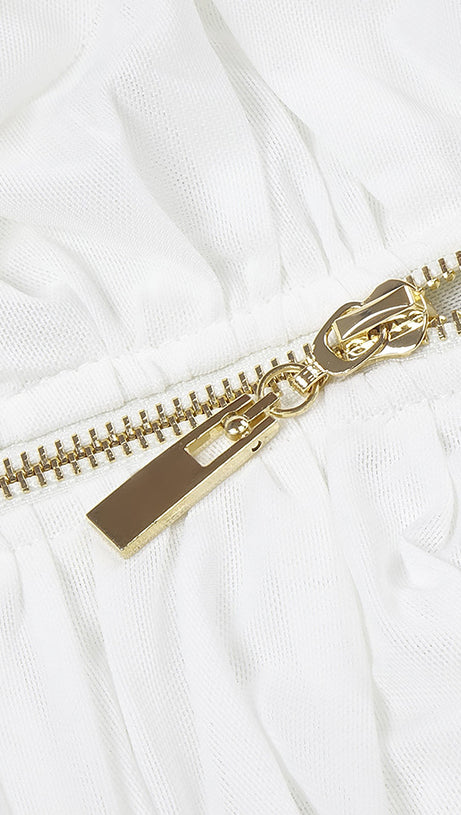 DEEP V RUCHED MESH MINI DRESS