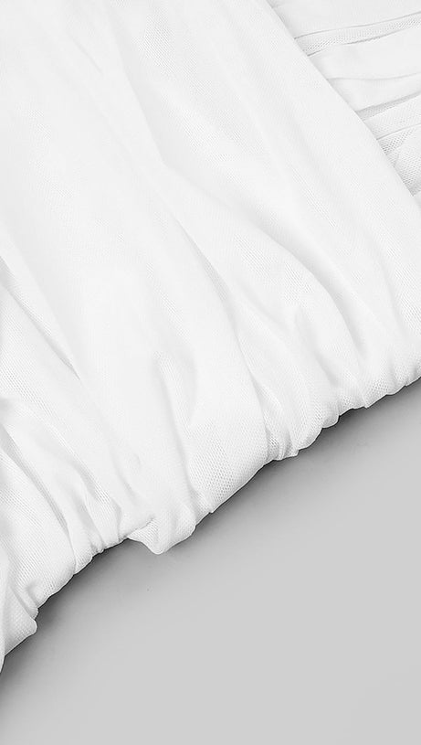 DEEP V RUCHED MESH MINI DRESS