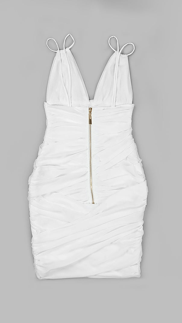 AIIZIE DEEP V RUCHED MESH MINI DRESS - product image