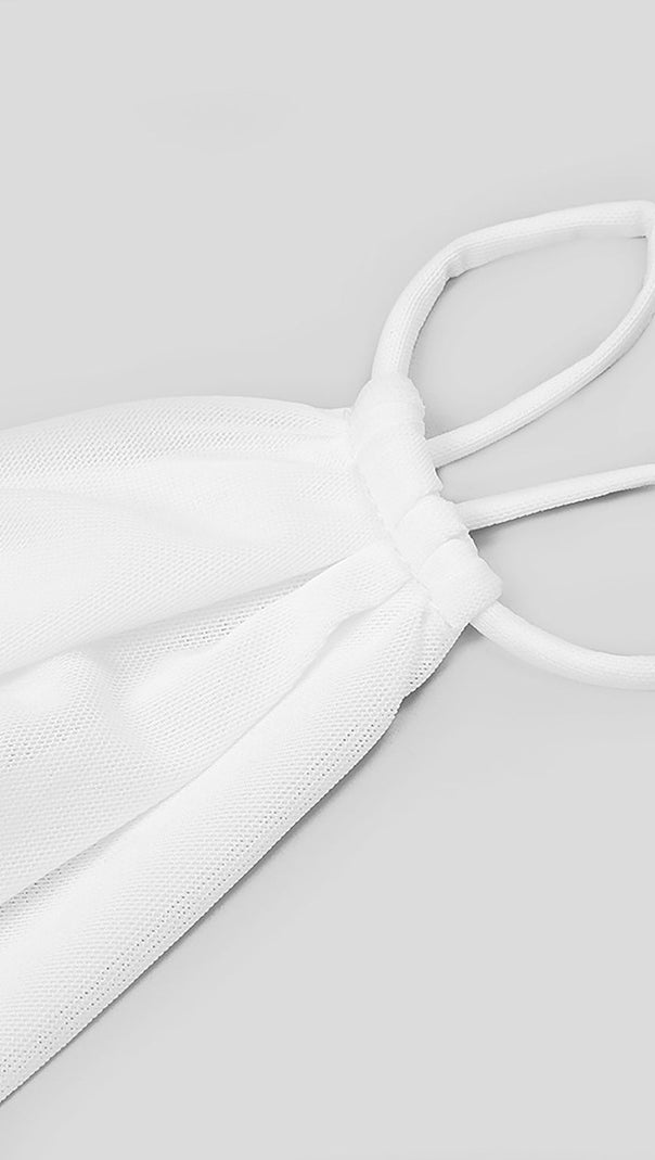 AIIZIE DEEP V RUCHED MESH MINI DRESS - product image