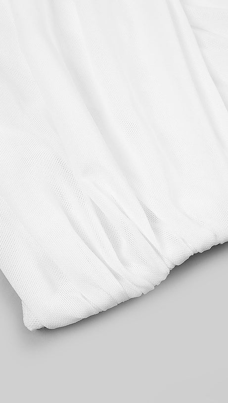 DEEP V RUCHED MESH MINI DRESS