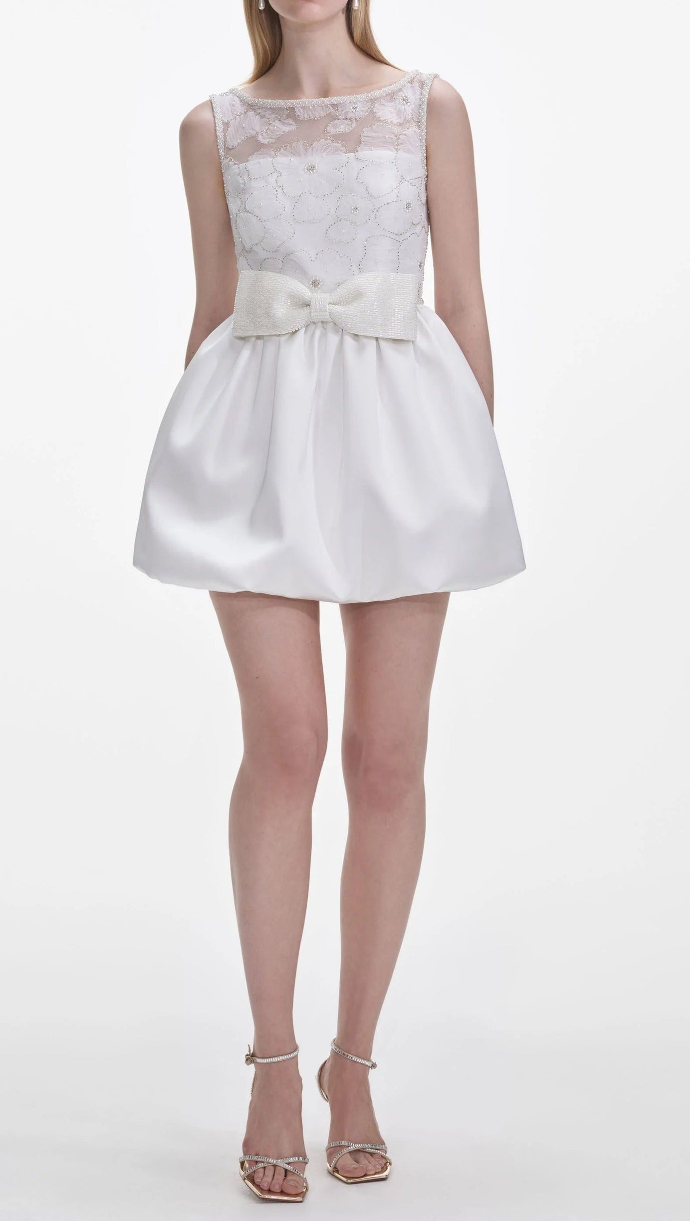 WHITE TULLE MINI DRESS